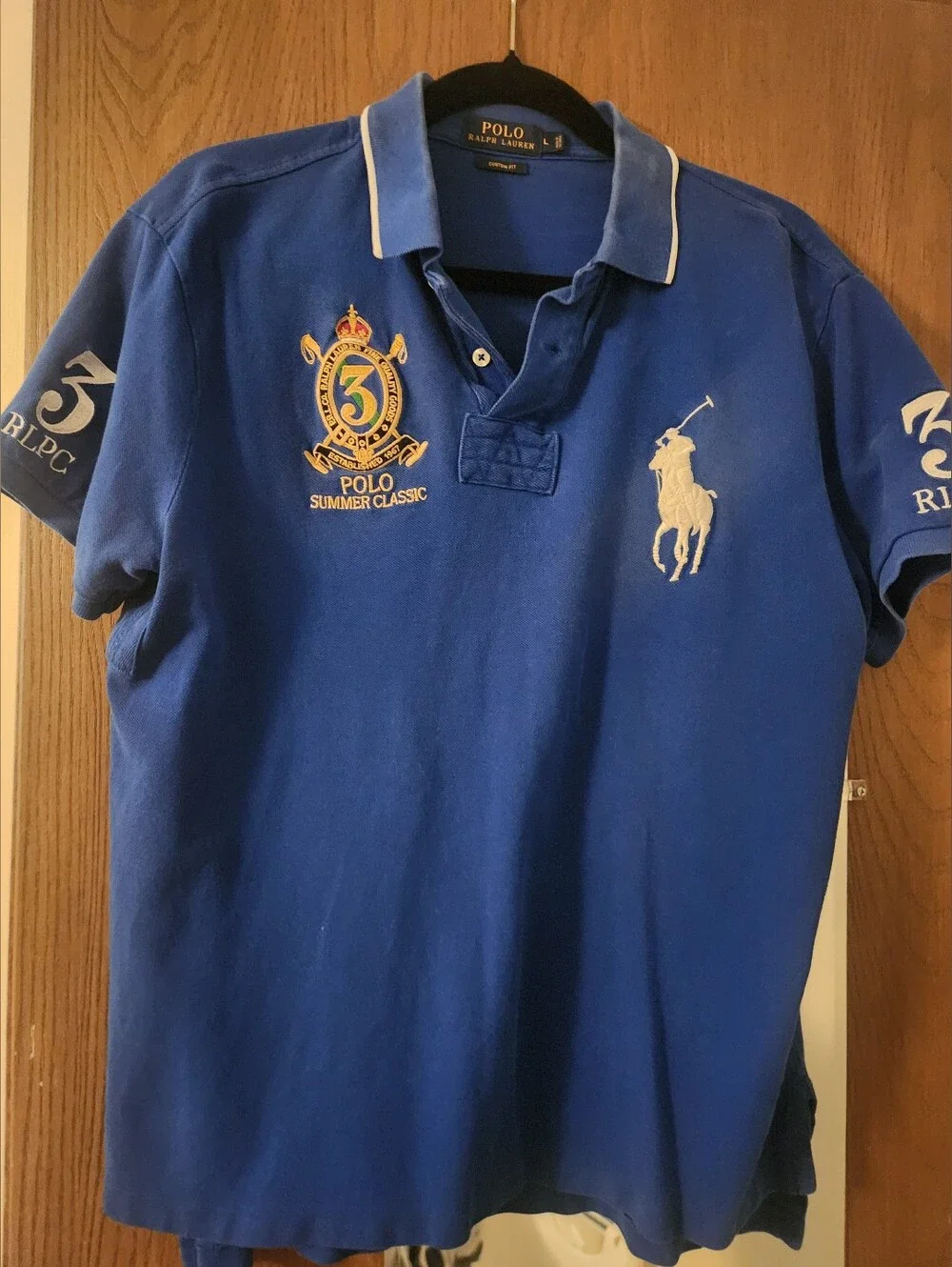 Polo by Ralph Lauren Men's Blue Embroidered Polo Shirt, Size Large